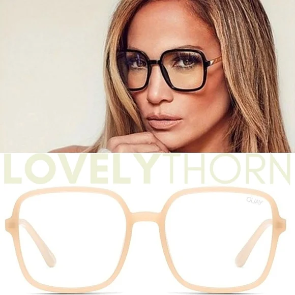 QUAY // ltd ed jlo collaboration nude xl square blue light glasses - Picture 5 of 16